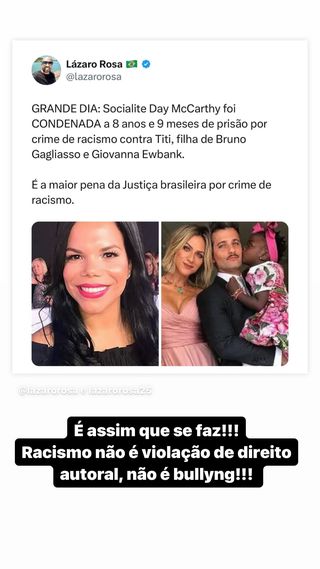 Samara Felippo celebra condenação de Day McCarthy 