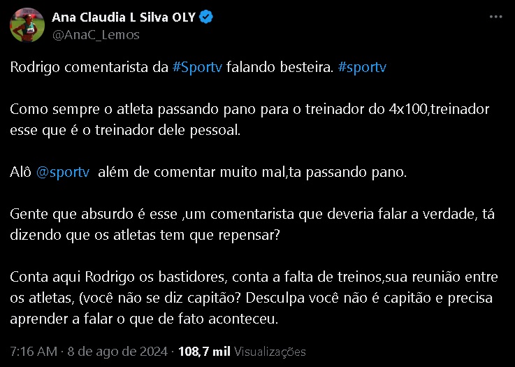 Ana Cláudia Lemos desabafa em sua conta pessoal no X