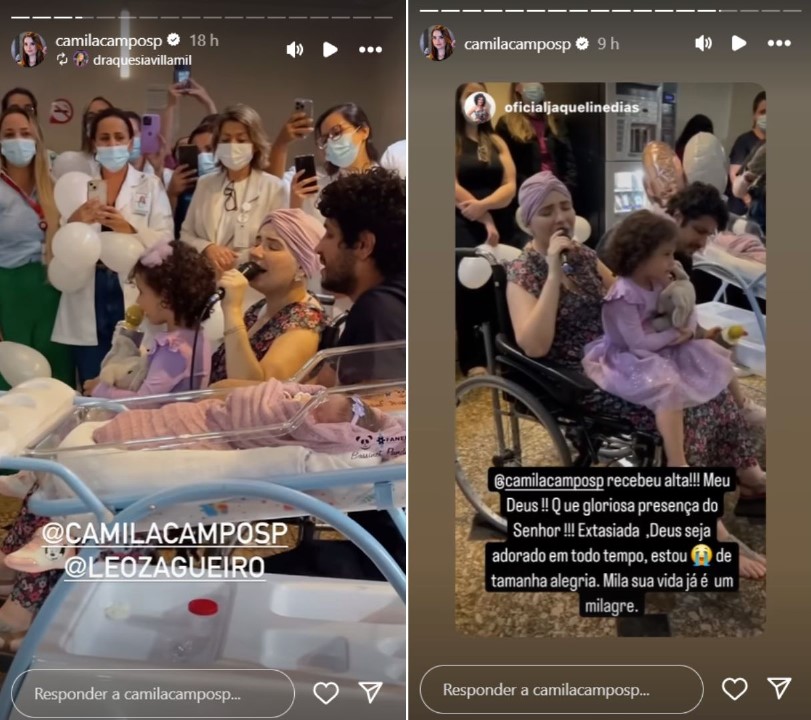 Camila Campos recebe alta - Reprodução / Instagram