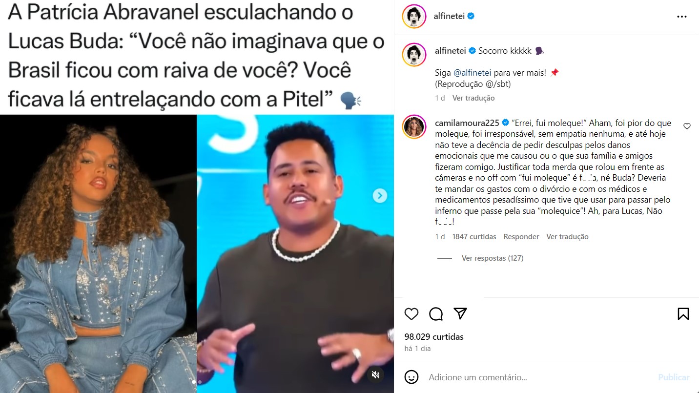 Camila Moura detona Lucas Buda - Reprodução / Instagram