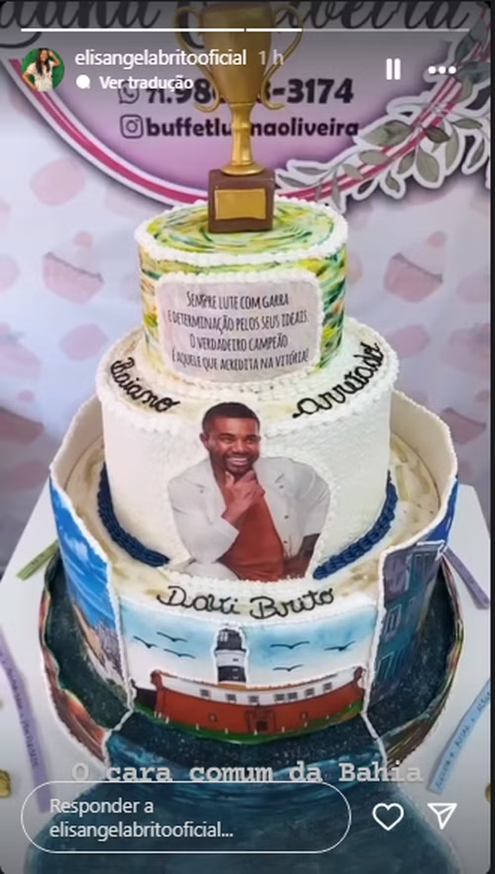 Bolo de aniversário de Davi Brito (Reprodução/Instagram) 