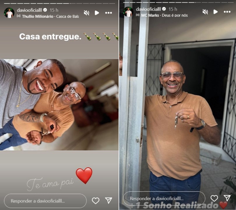 Ex-BBB Davi presenteia o pai com casa nova - Reprodução / Instagram