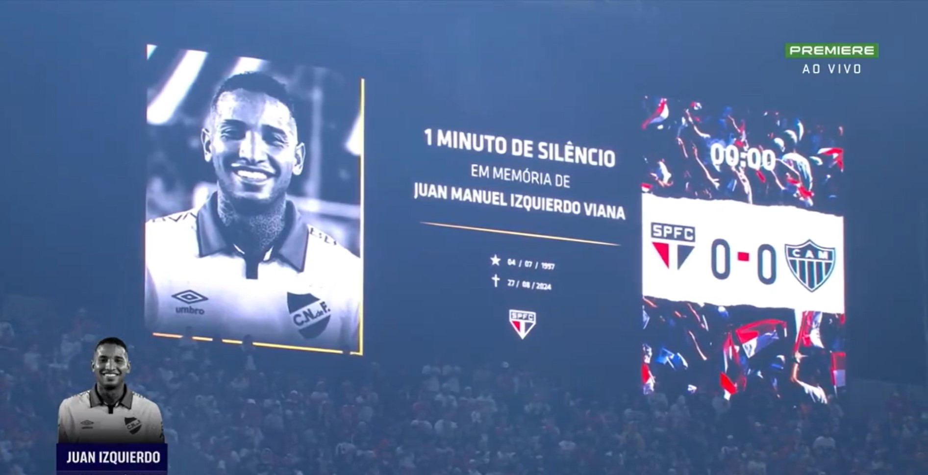 Jogadores do São Paulo homenageiam Izquierdo - Reprodução / Sportv