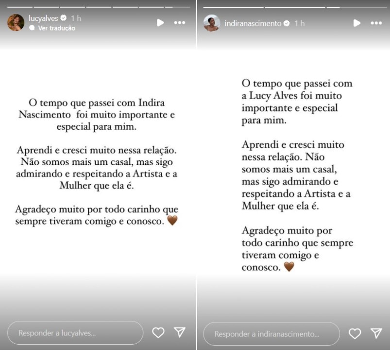 Lucy Alves e Indira Nascimento terminam namoro - Reprodução / Instagram