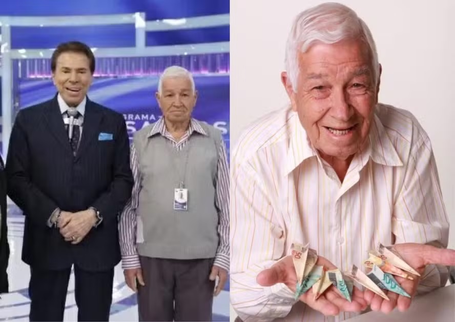 Silvio Santos com Sr. Assis (Foto: Lourival Ribeiro/SBT e Roberto Nemanis/ Divulgação SBT)