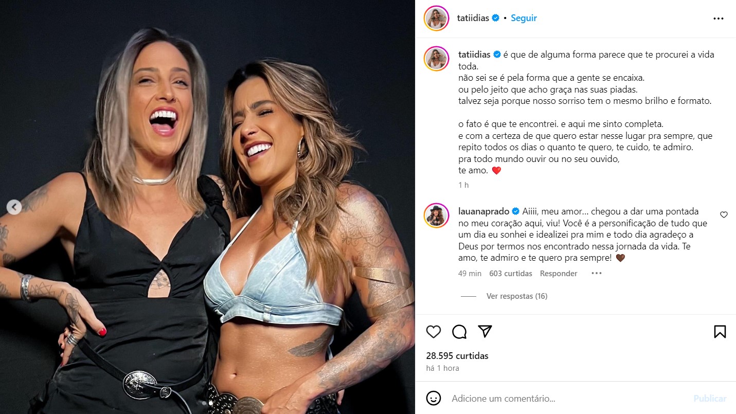 Tati Dias se declara para Lauana Prado - Reprodução / Instagram