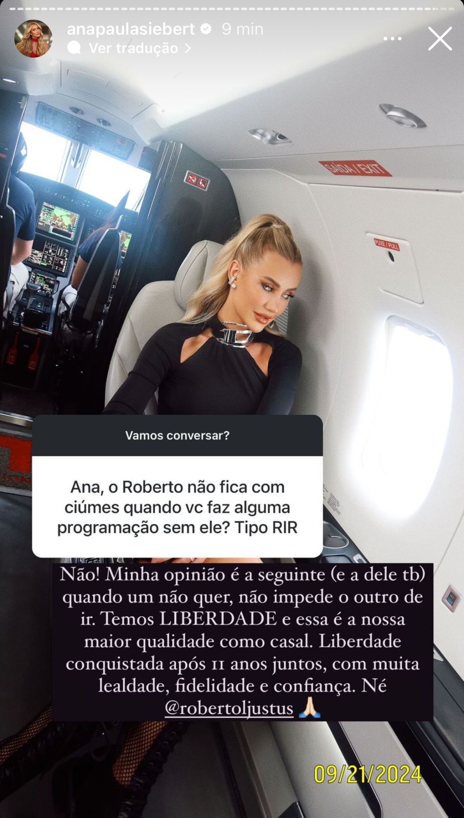 Ana Paula Siebert fala sobre ciúmes na relação com Roberto Justus