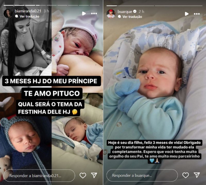 Bia Miranda e DJ Buarque celebram 3 meses do filho - Reprodução / Instagram