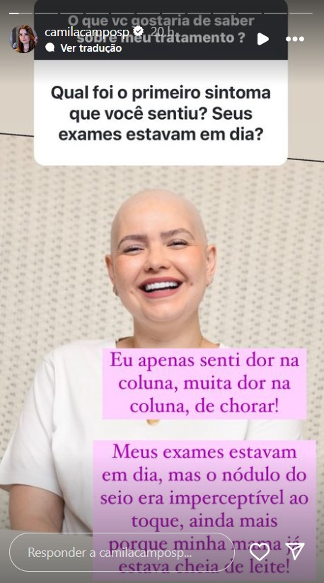 Camila Campos conta primeiro sintoma do câncer - Reprodução / Instagram