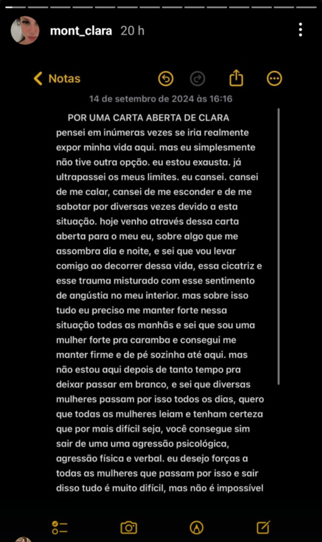 Clara Monteiro relata agressão