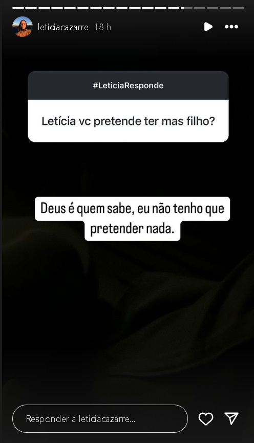 Story de Leticia Cazarré (Reprodução/Instagram)