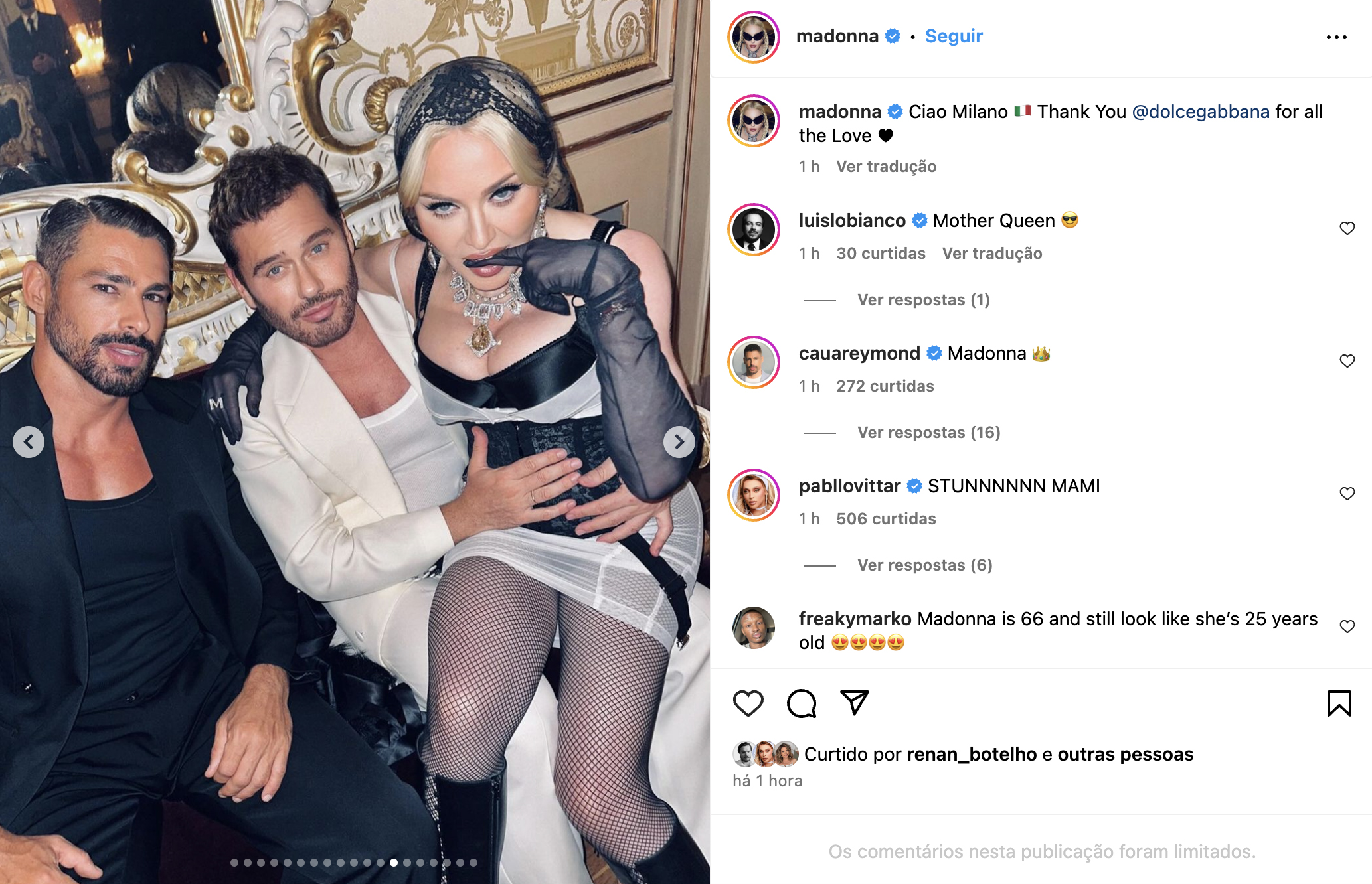 Madonna exibe foto com Cauã Reymond