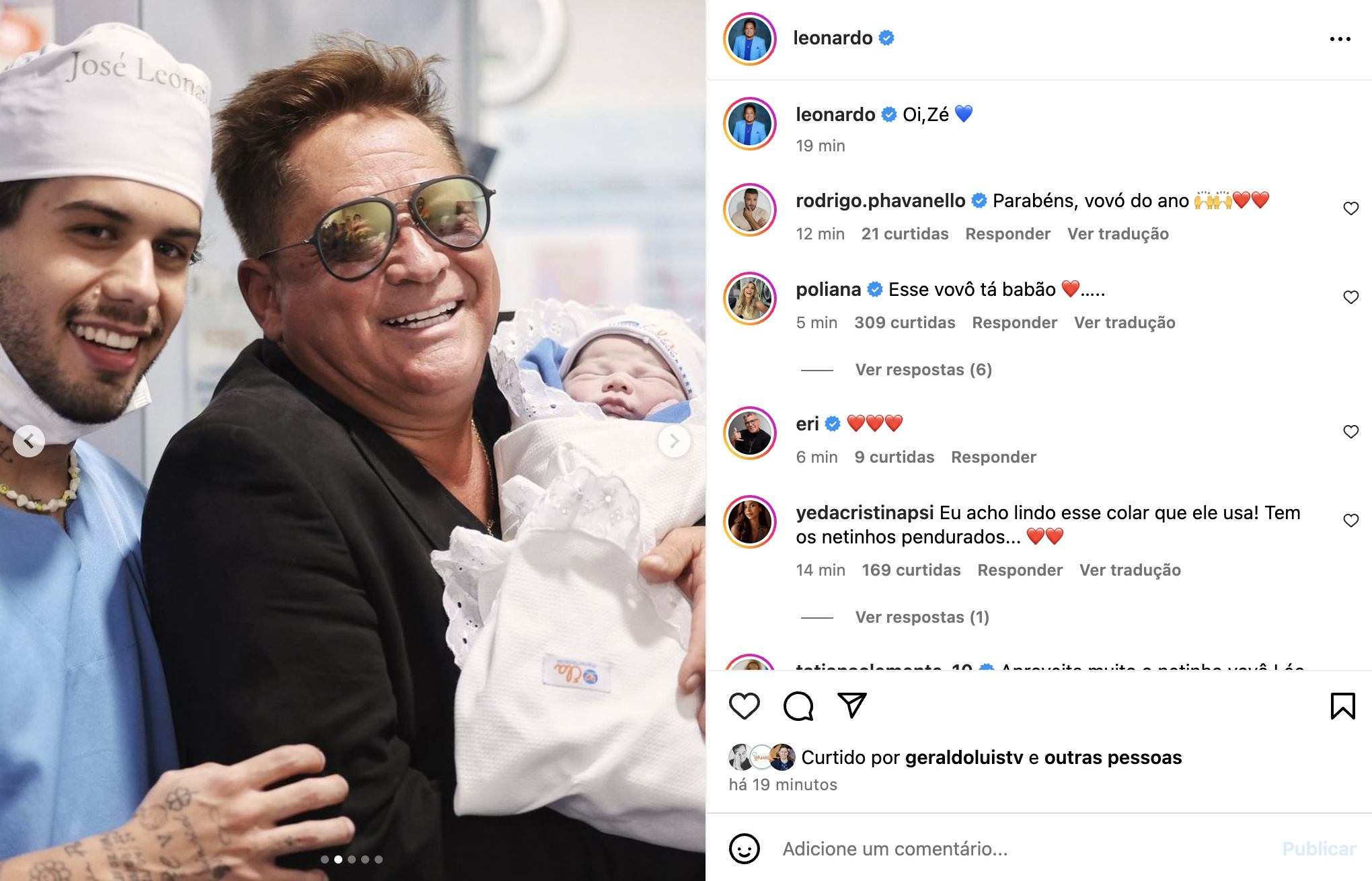 Leonardo faz post com fotos do nascimento de José Leonardo - Foto: Reprodução / Instagram