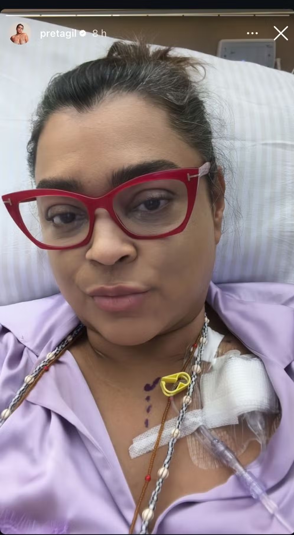 Preta Gil no hospital (Reprodução/Instagram) 