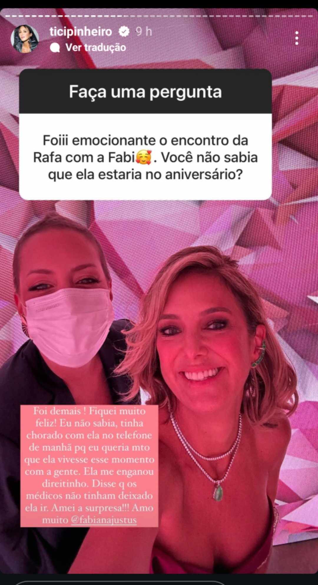 Ticiane Pinheiro fala de surpresa de Fabiana Justus