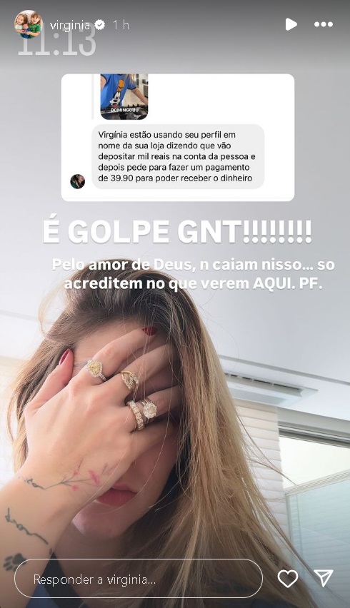 Virginia denuncia golpe (Reprodução/Instagram) 