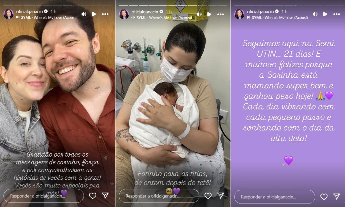 Andressa Ganacin celebra evolução no quadro de saúde da filha com Nasser - Reprodução/Instagram