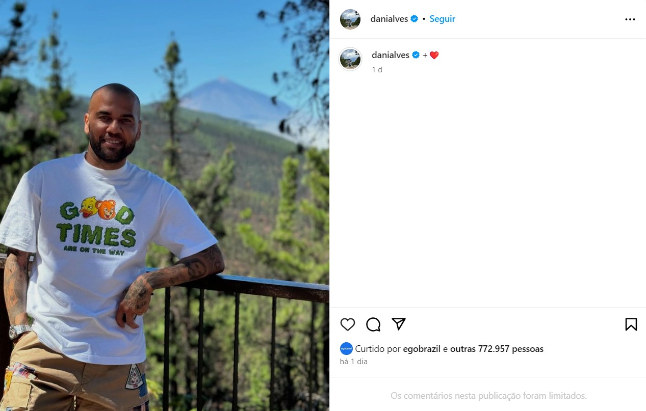 Daniel Alves faz primeira publicação após sete meses em liberdade provisória - Reprodução / Instagram