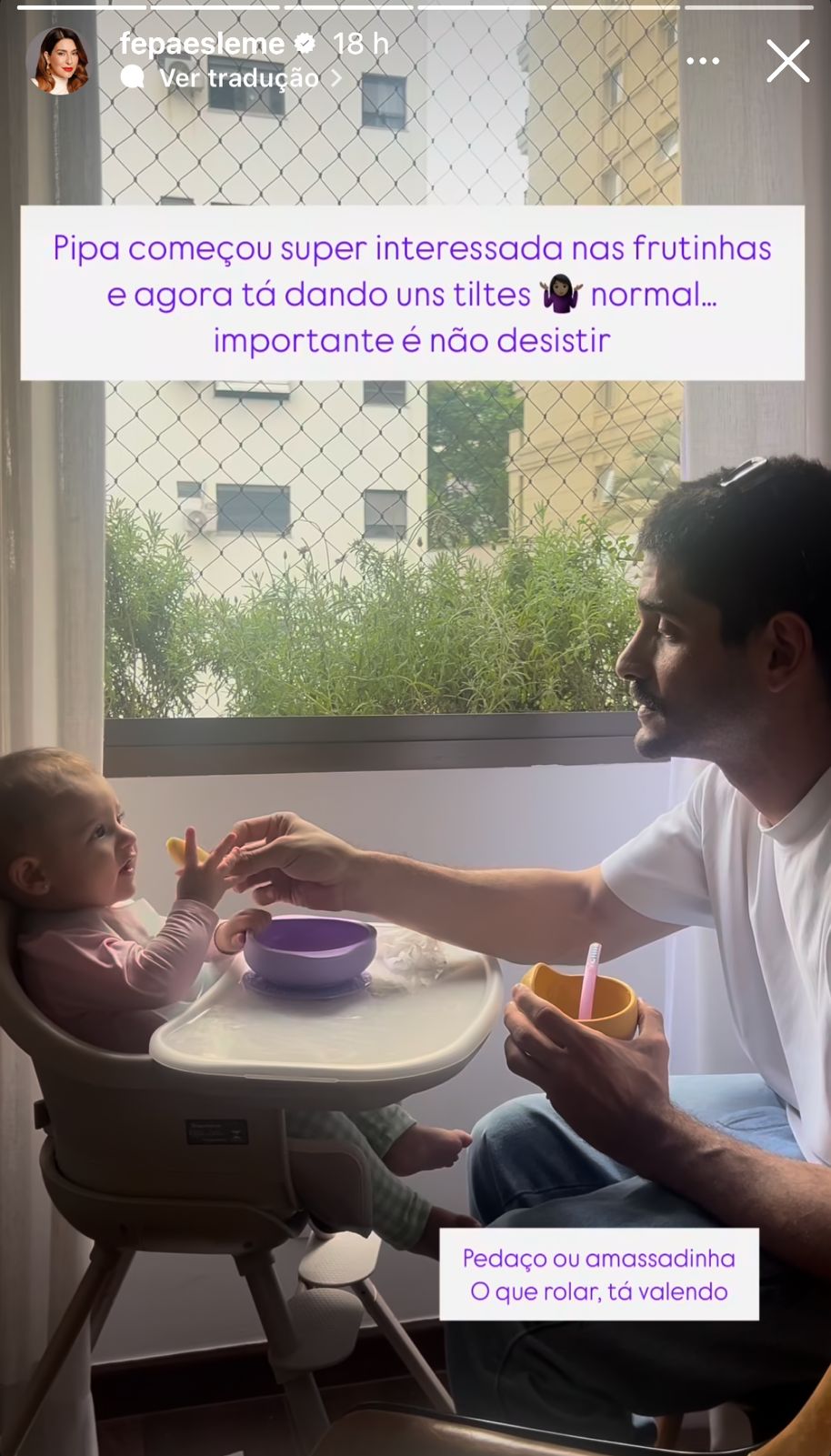 Fernanda Paes Leme fala sobre introdução alimentar de Pilar