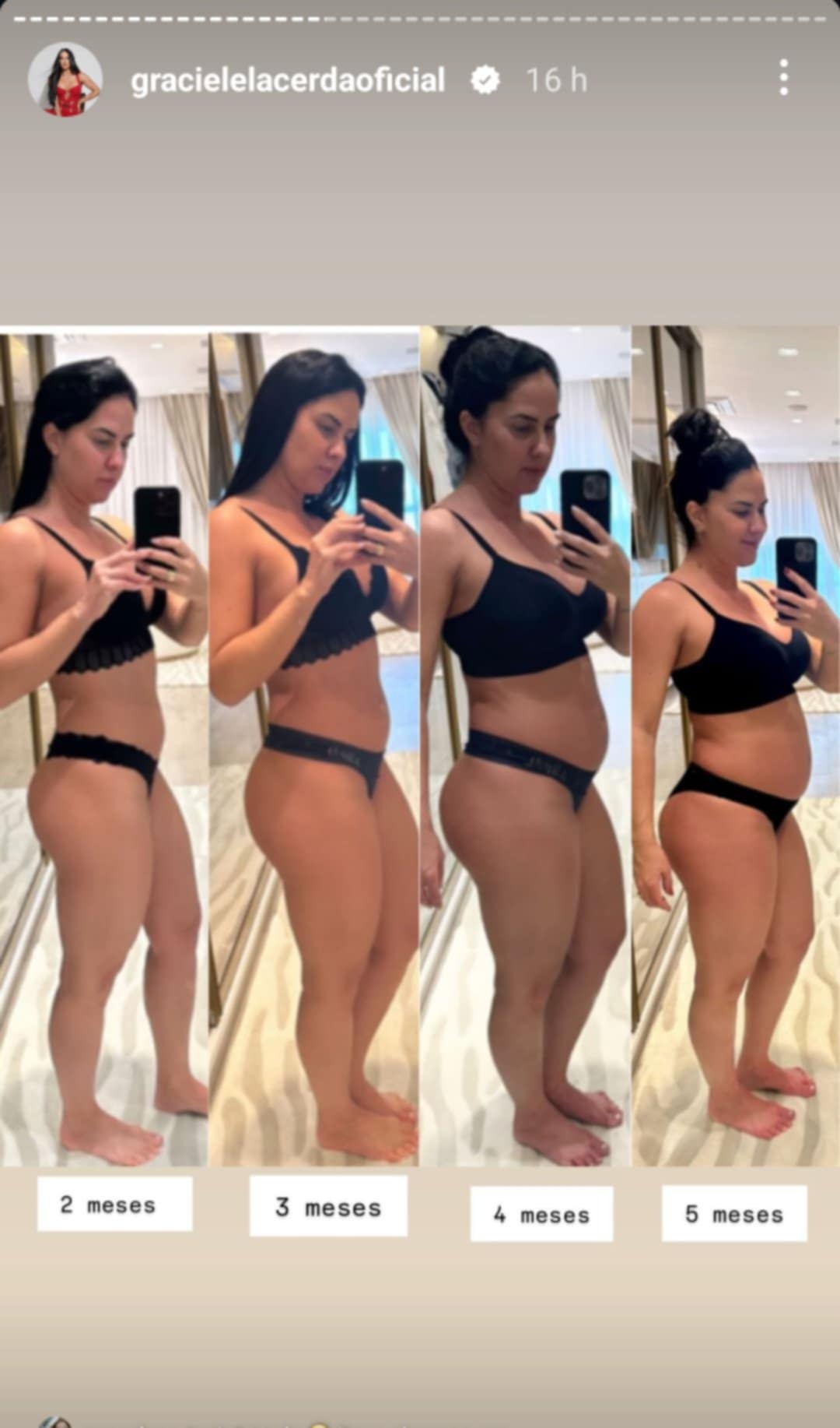 Graciele Lacerda mostra crescimento da barriga