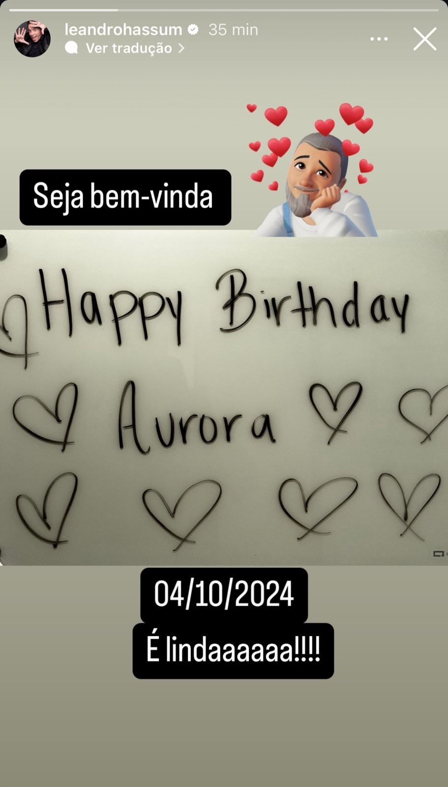 Leandro Hassum anuncia o nascimento da neta, Aurora