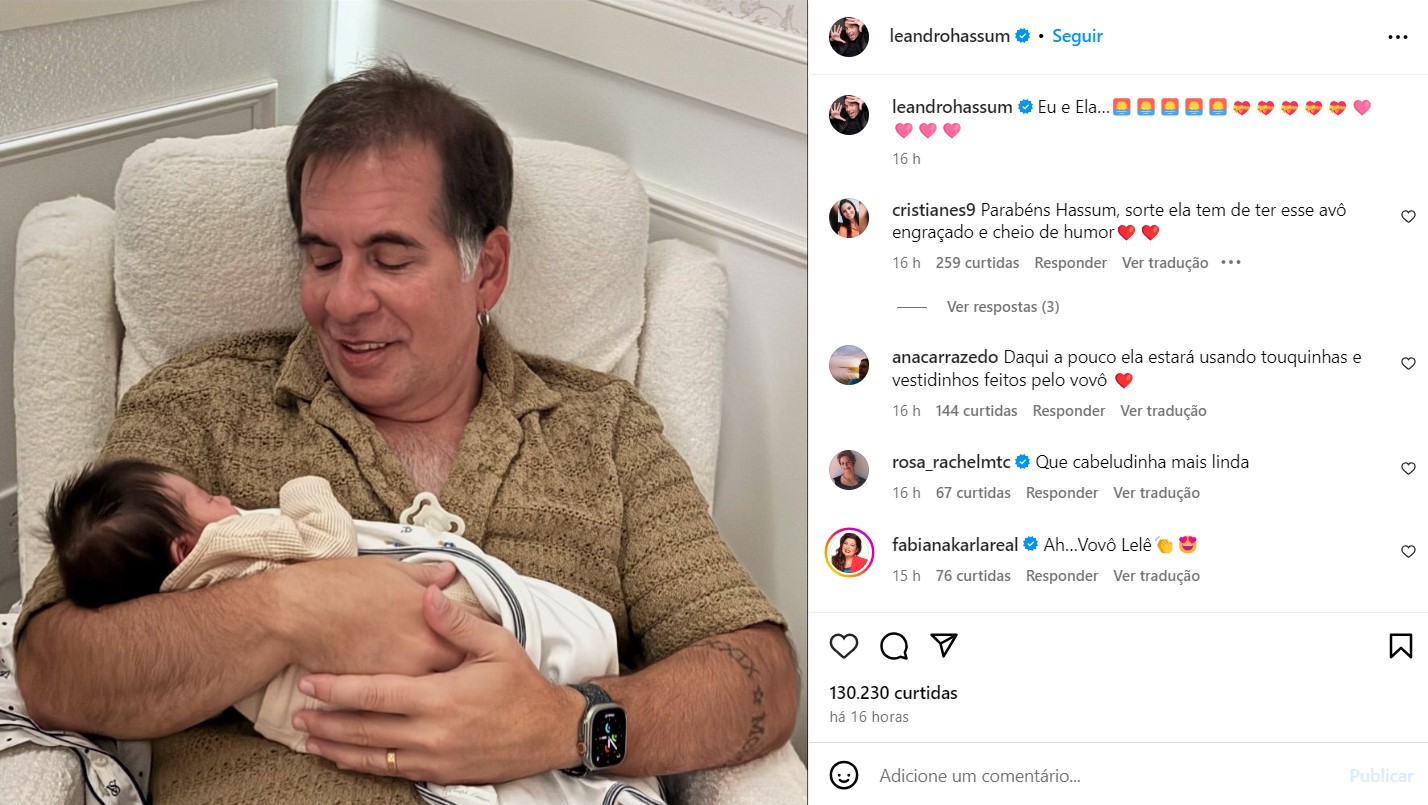 Leandro Hassum mostra novo foto com a neta, Aurora - Reprodução / Instagram