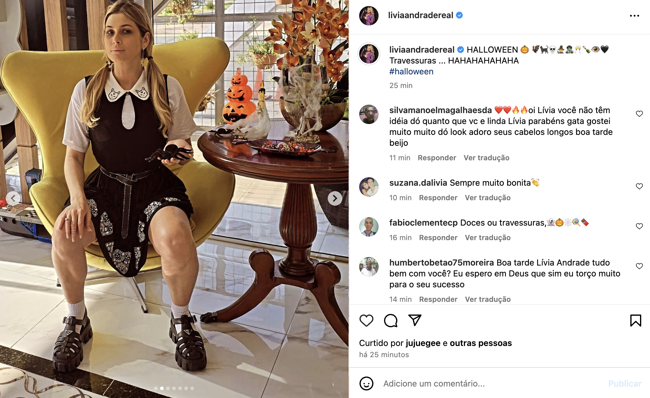 Lívia Andrade mostra sua fantasia de Halloween