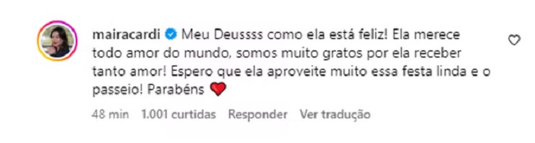 Maíra Cardi comentário