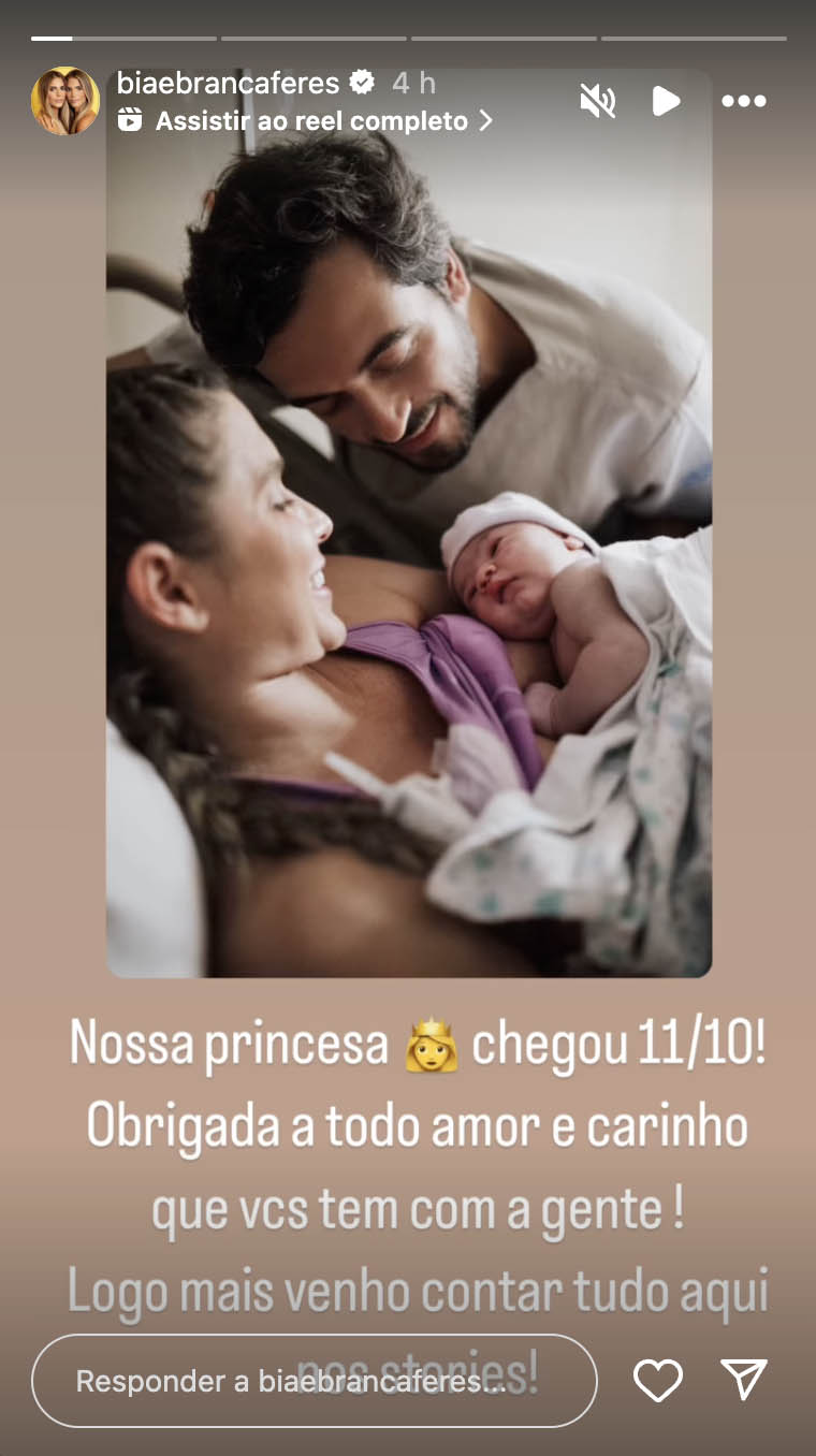 Branca Feres celebra o nascimento de Manu