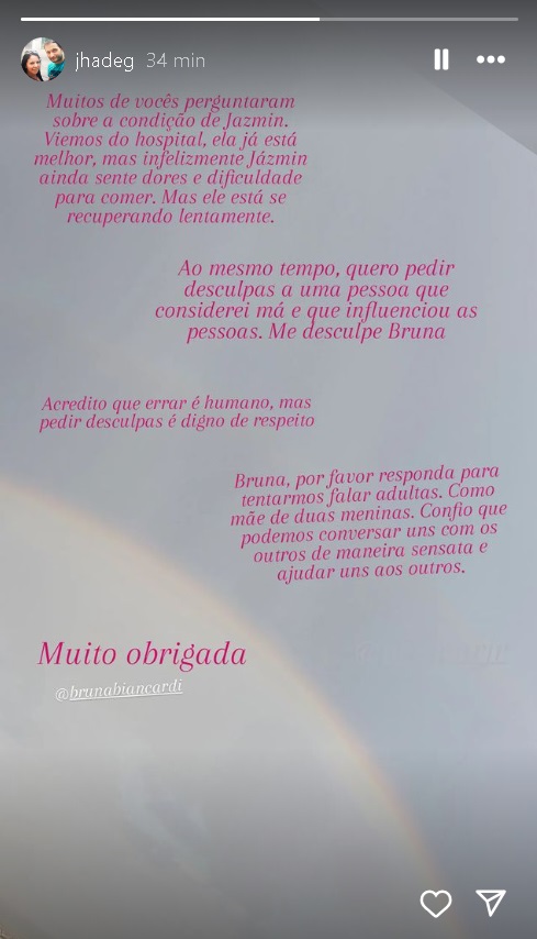 Storie de Gabriella Gáspar (Reprodução/Instagram)