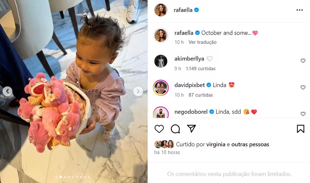 Amanda Kimberlly deixa comentário em post de  Rafaella Santos (Reprodução/Instagram) 