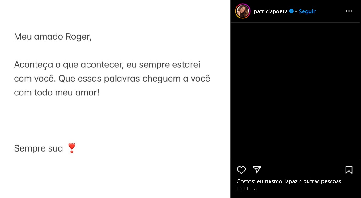 Post de Patricia Poeta (Reprodução/Instagram) 