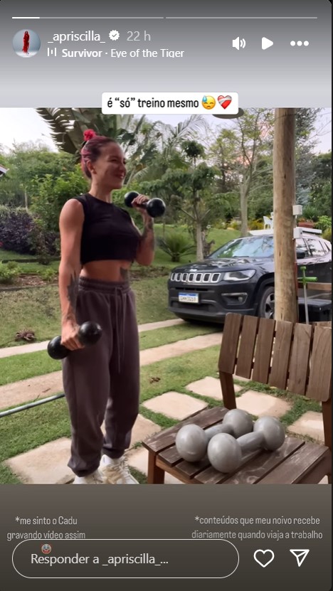 Priscilla mostra treino em casa - Reprodução/Instagram