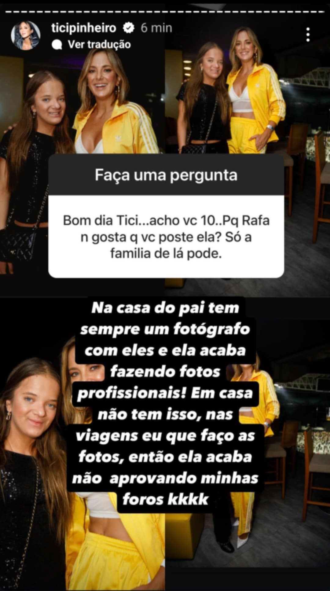 Ticiane Pinheiro expõe motivo de Rafaella Justus não aprovar fotos