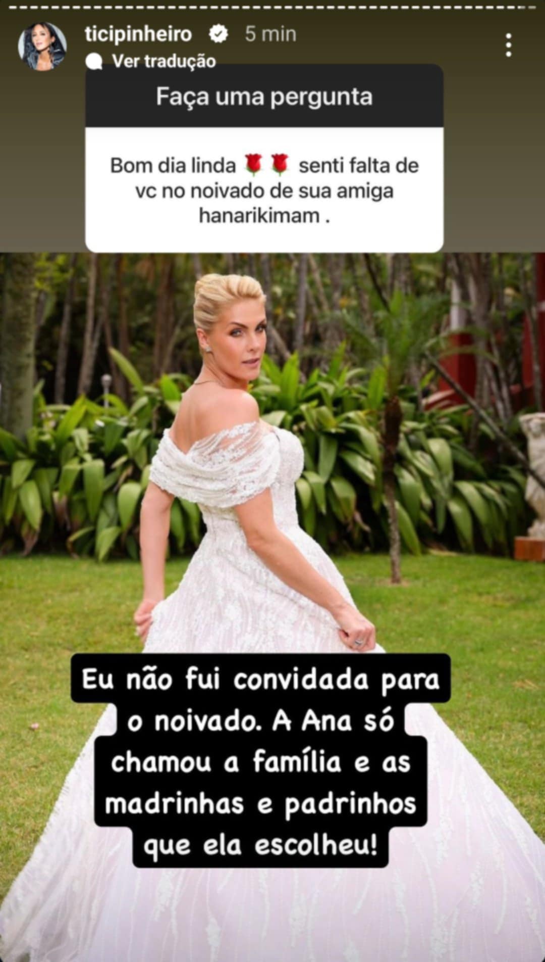 Ticiane Pinheiro fala que não foi convidada para noivado de Ana Hickmann