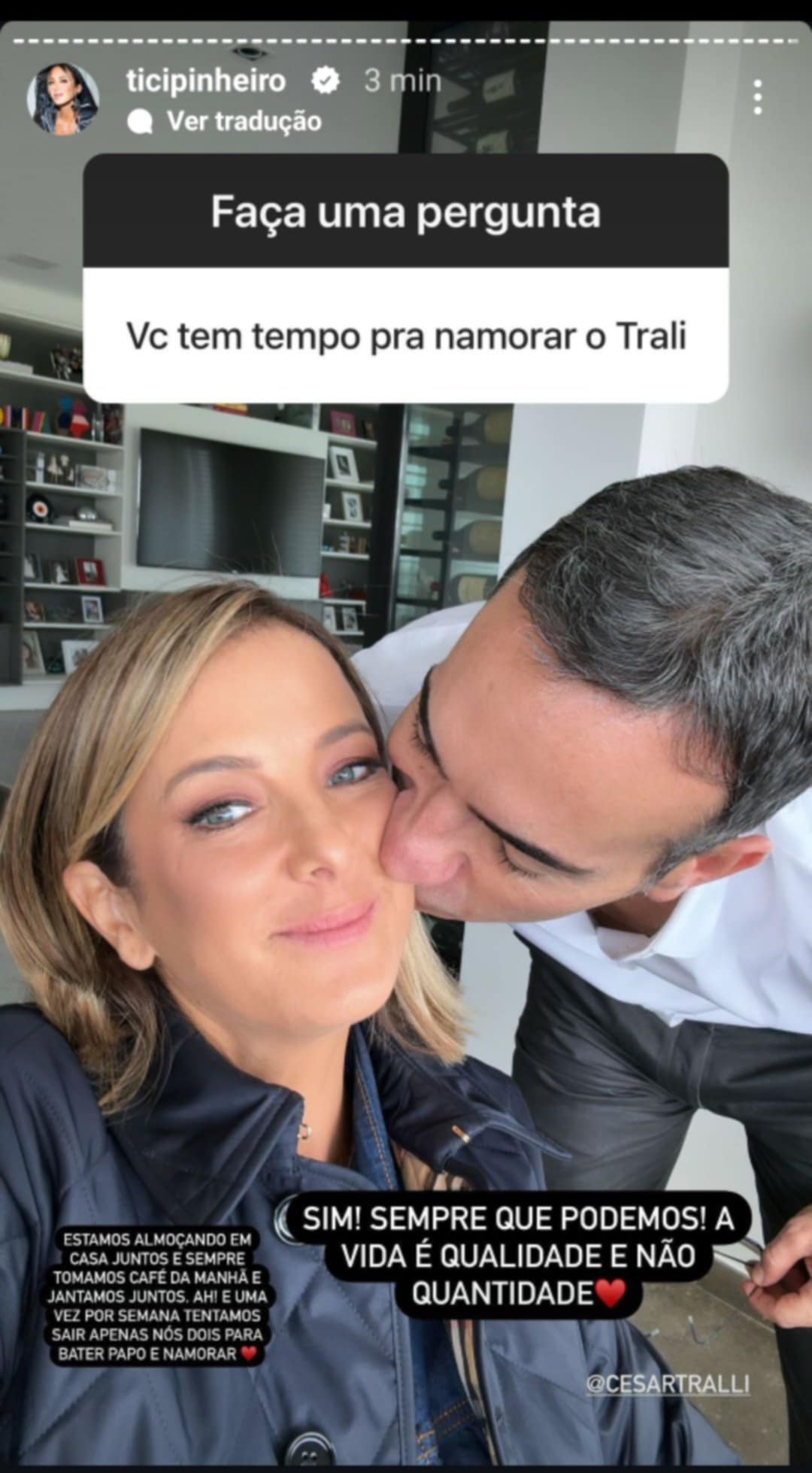 Ticiane Pinheiro revela como arranja tempo para namorar Cesar Tralli