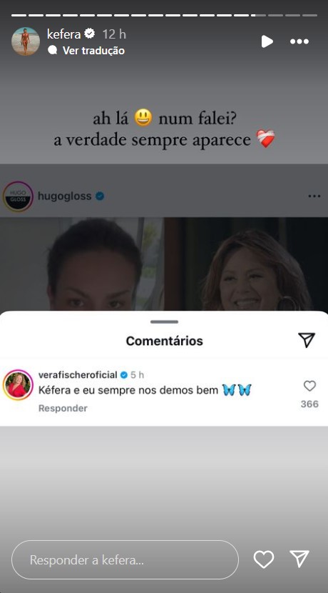 Vera Fischer nega briga com Kéfera - Reprodução/Instagram