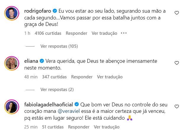 Famosos prestam apoio à Vera Viel - Reprodução / Instagram