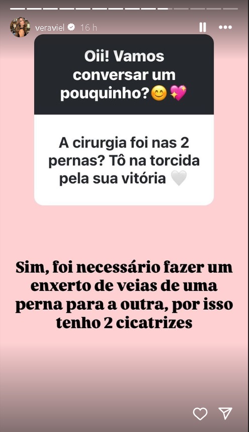 Vera Viel sobre cirurgia (Reprodução/Instagram) 