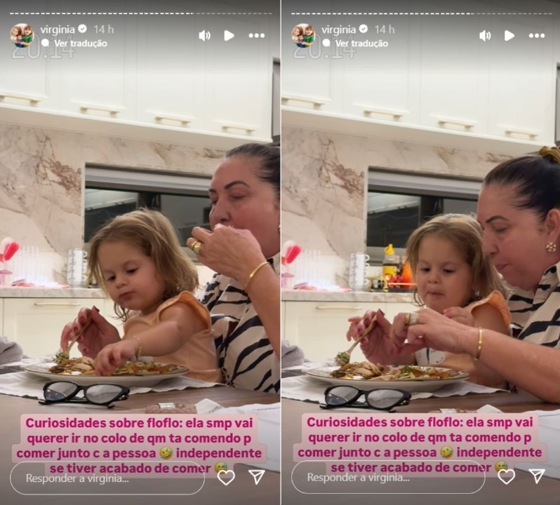 Virginia revela curiosidade sobre a filha, Maria Flor - Reprodução / Instagram