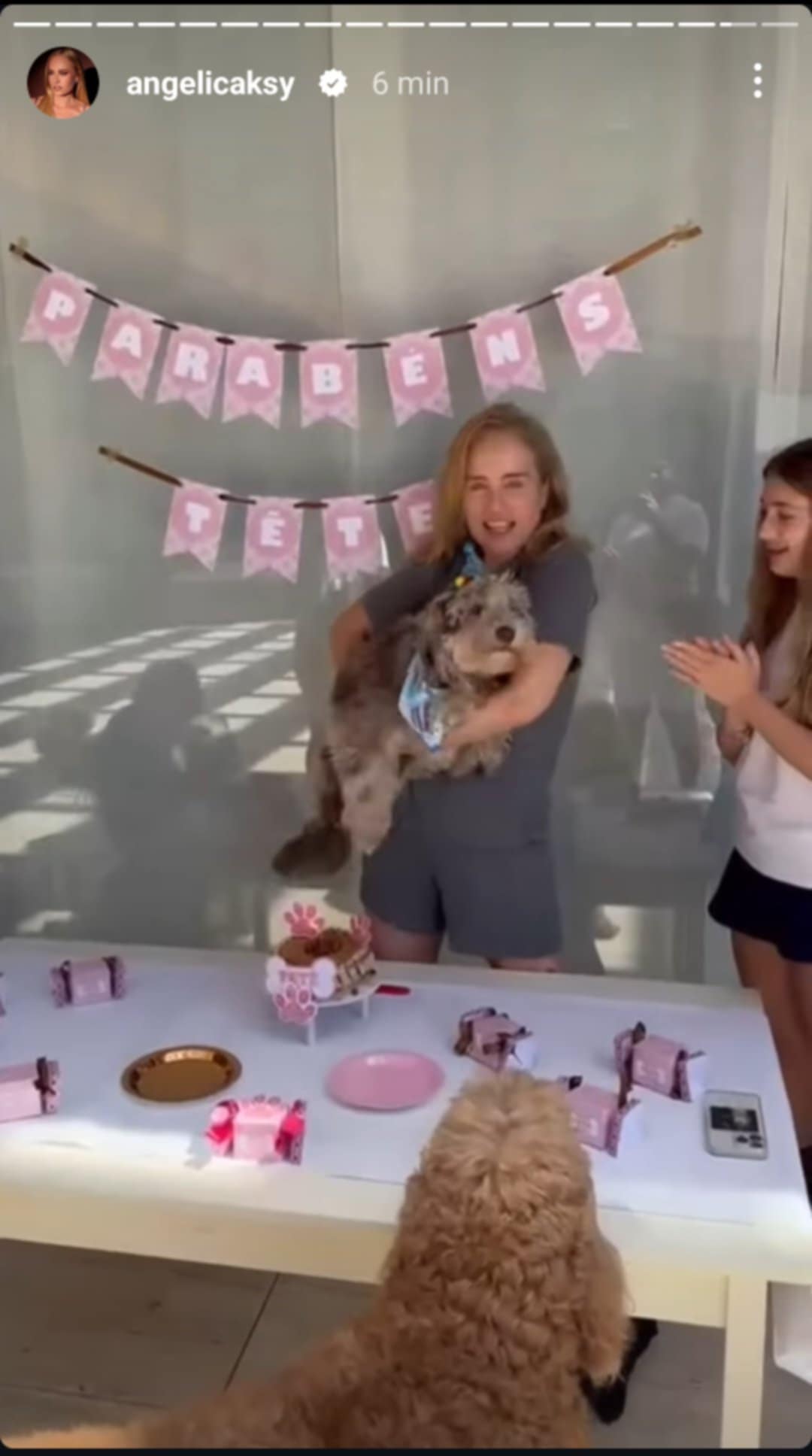 Angélica faz aniversário para sua cachorra