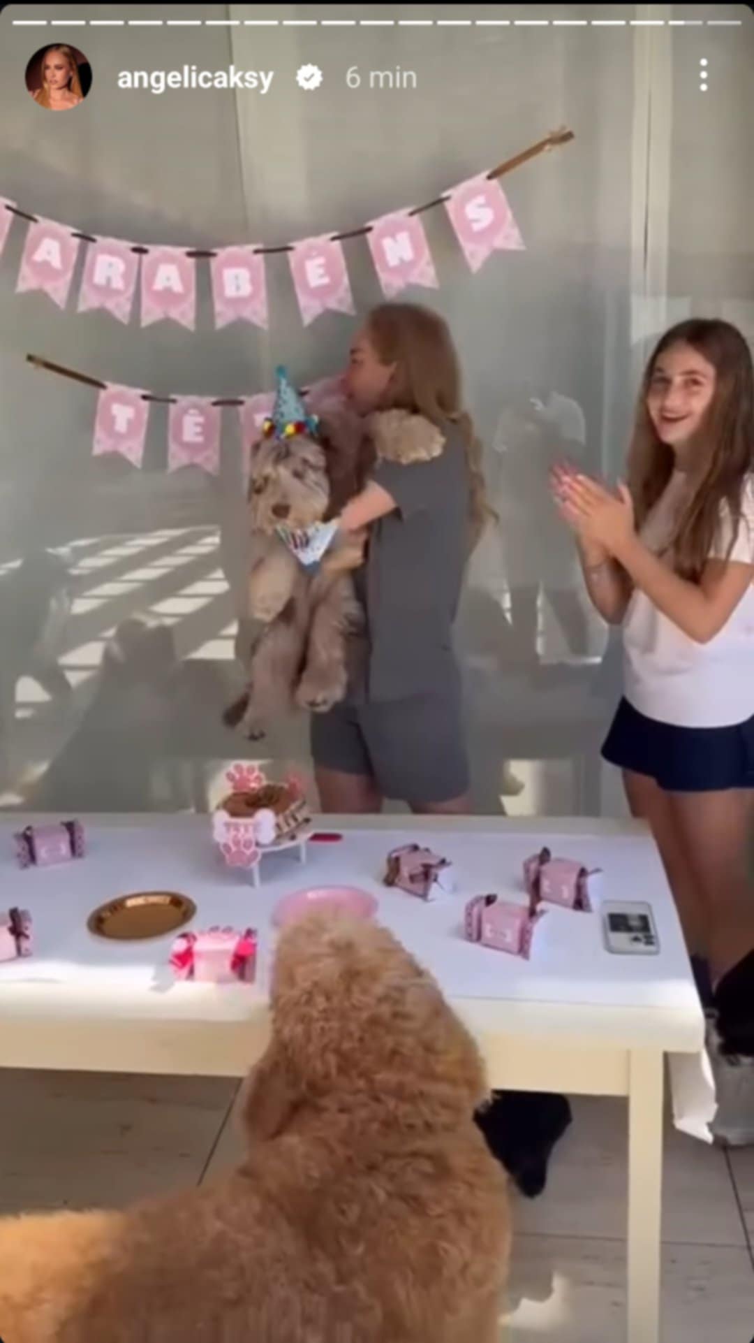 Angélica faz aniversário para sua cachorra