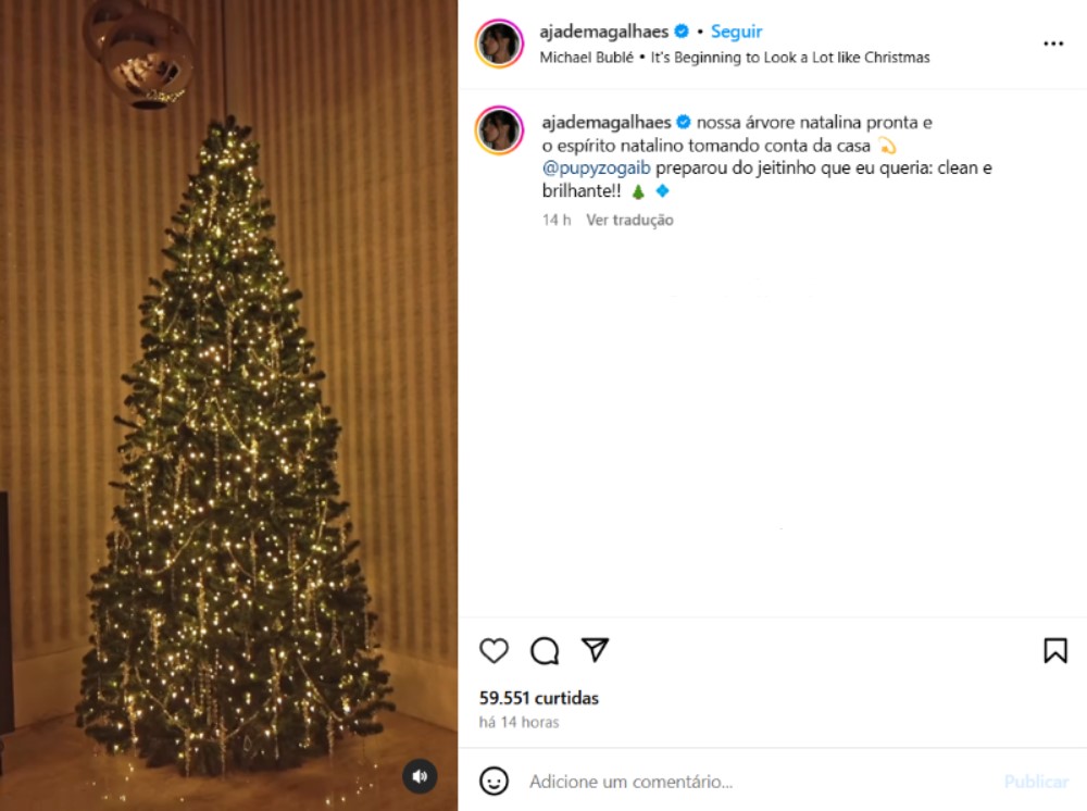 Jade Magalhães mostra árvore de Natal com Luan Santana - Reprodução / Instagram