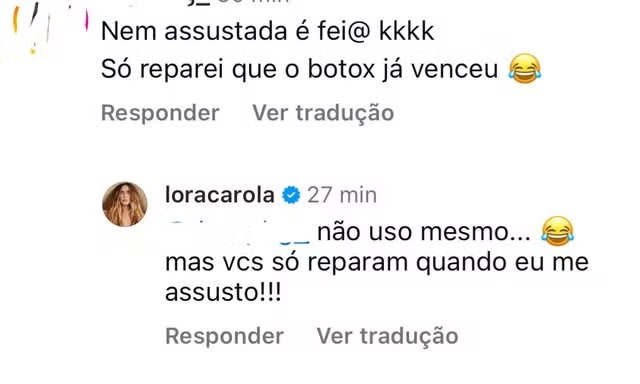 Carolina Dieckmann rebate comentário no Instagram 