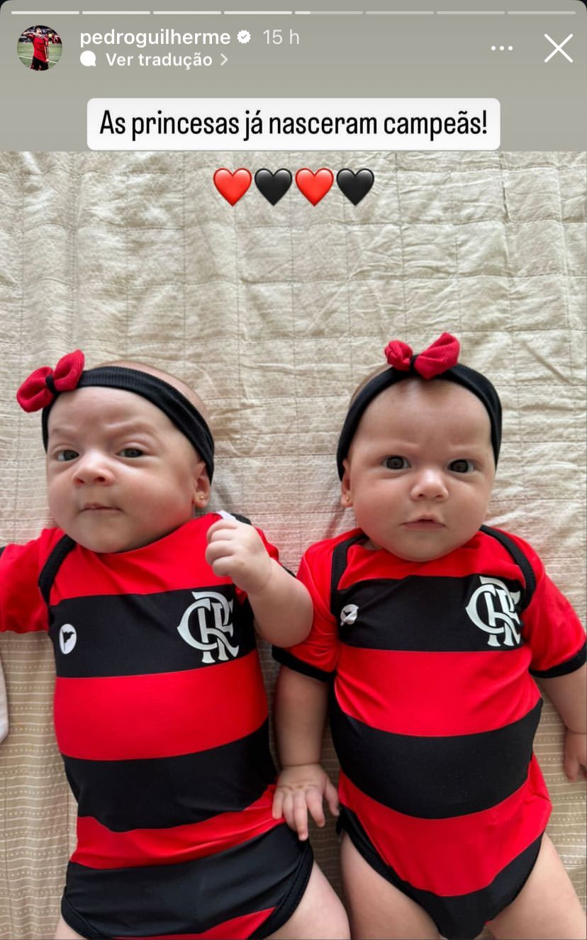 Filhas gêmeas de Pedro Guilherme, do Flamengo - Reprodução / Instagram