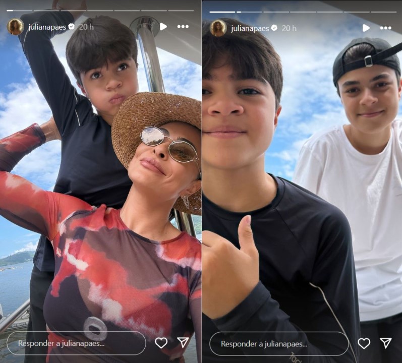 Juliana Paes com os dois filhos - Reprodução / Instagram