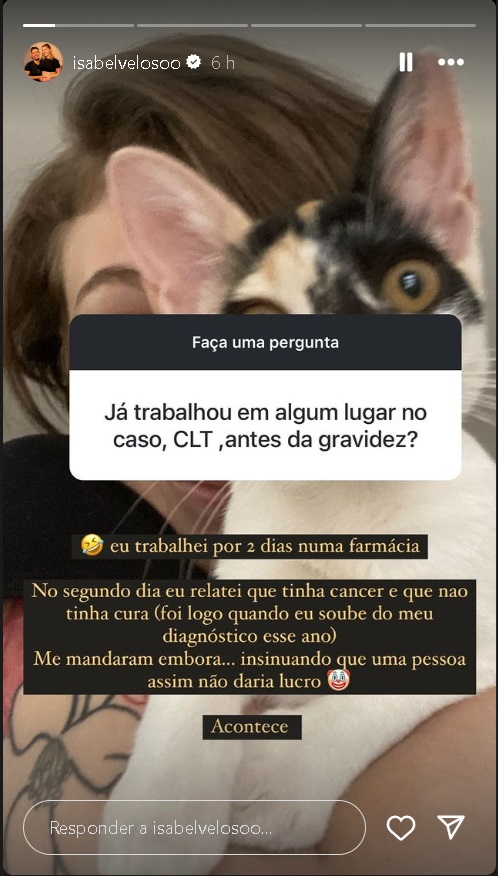 Story de Isabel Veloso - Foto: Reprodução / Instagram