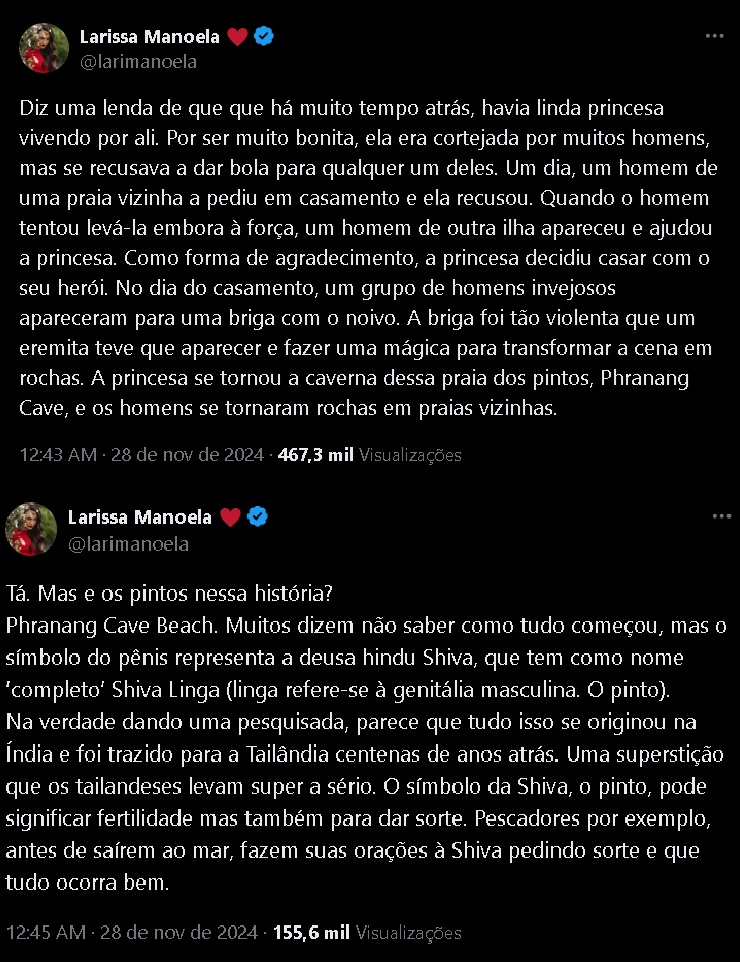 Tweets de Larissa Manoela (Reprodução/Instagram) 