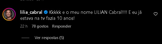 Comentário de Lilia Cabral (Reprodução/Instagram) 