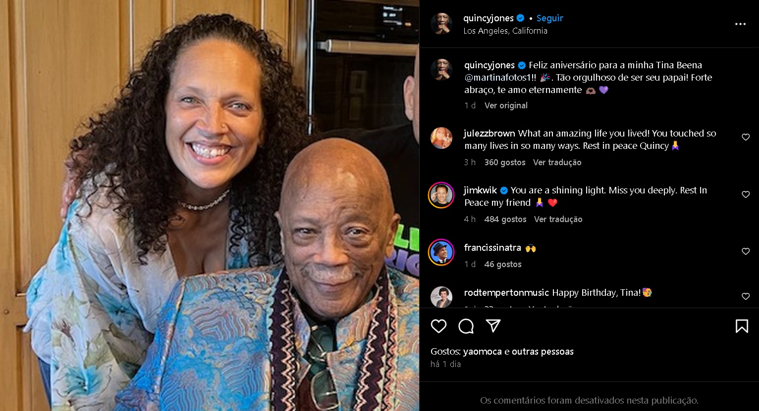 última publicação de Quincy Jones, produtor de Michael Jackson